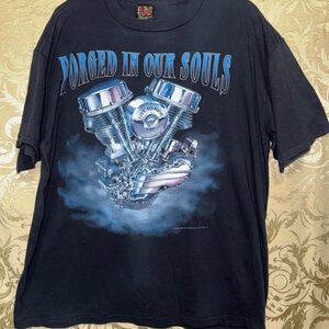 Forged in Our Souls Black Graphic 3D Emblem Tee
